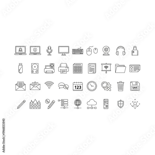 A collection of various computer keyboard and typing related icons Vector