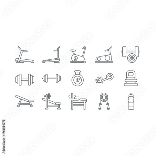 Various gym equipment icons Vector