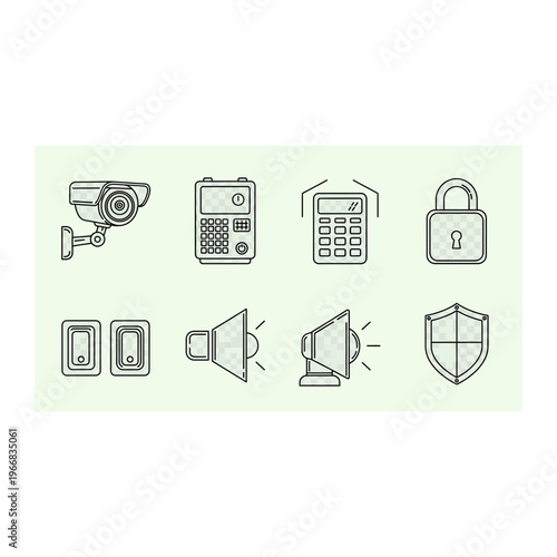 A collection of various security and communication devices Vector