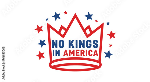 No King in America Political Statement Crown and Stars Illustration