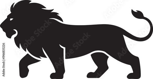 Lion silhouette icon, side view. symbol of courage, bravery and power