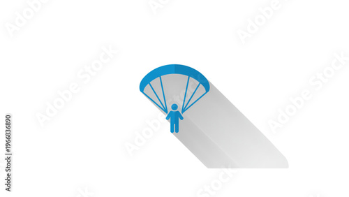Person parasailing with a colorful parachute against a light backdrop Vector