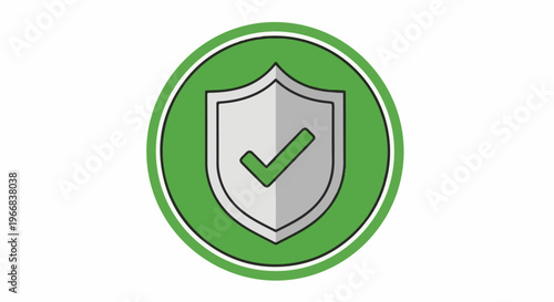 A simplified illustration of a shield with a checkmark inside a green circle