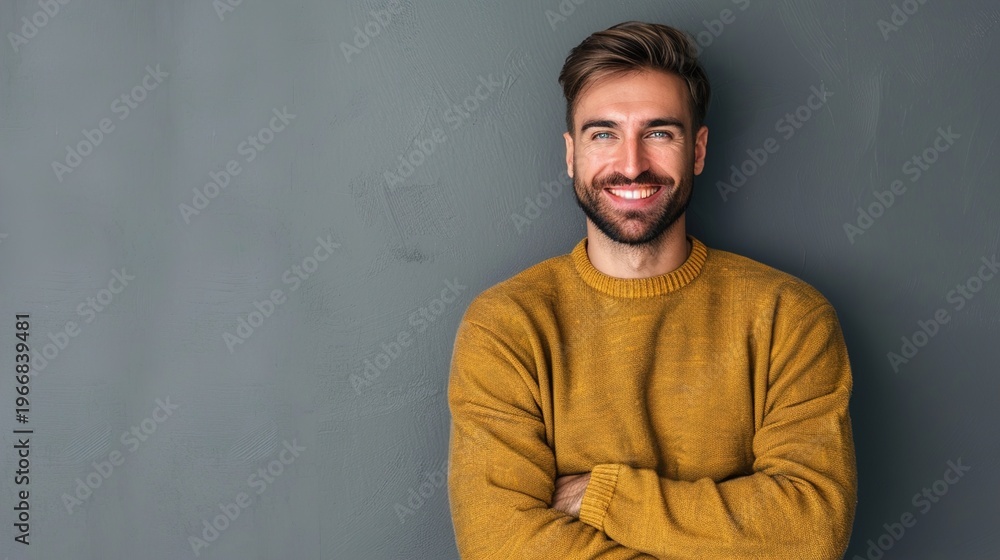 Obraz premium Portrait of Nice Cute Attractive Cheerful Handsome Man, Generative AI