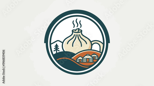 Minimalist Logo Design of a Georgian Khinkali Dumpling