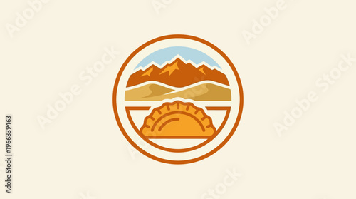 Empanada Logo with Mountain Landscape