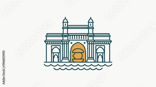 Minimalist Outline of the Gateway of India in Mumbai