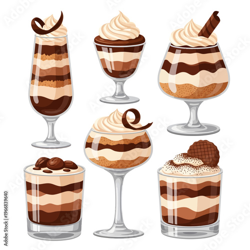 Celebrating National Chocolate Parfait Day with assorted layered chocolate desserts in glasses on a table