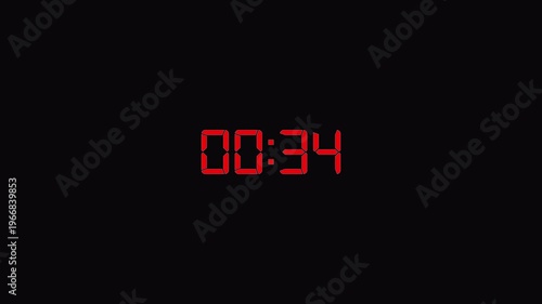 Modern countdown timer from 0 to 40 seconds on transparent background suitable for presentations content