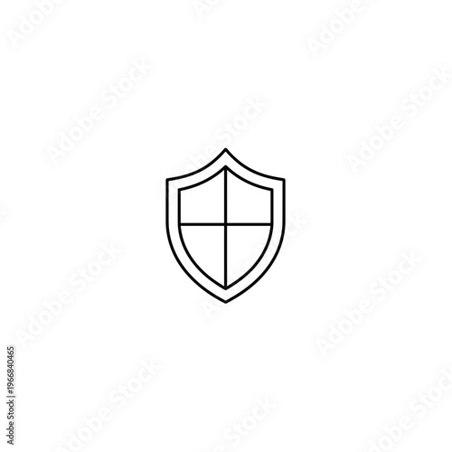 A black and white shield icon with a cross in the middle