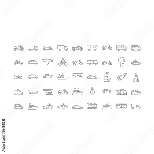 A collection of various transportation icons Vector