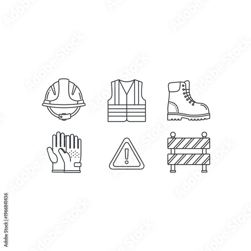 Safety gear and warning signs for construction Vector