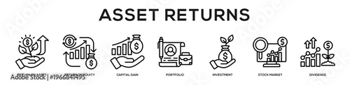 Asset Returns web banner icon illustration concept
