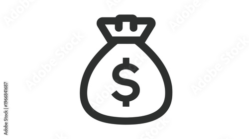 Money bag icon with dollar sign. Financial savings, investment, wealth, and business concept illustration.