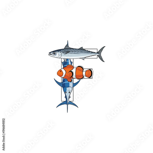 A shark and clownfish on a diving stand