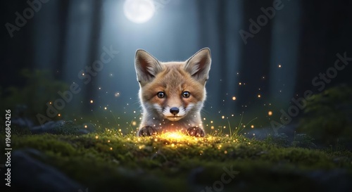 Enchanting Fox in a Mystical Forest with Soft Glowing Lights