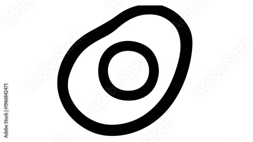 Minimalist black outline icon of a fresh avocado, symbolizing healthy food, natural ingredients, nutrition, and plant-based diets.