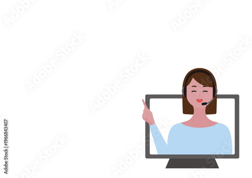 笑顔で指さし説明をするオペレーターの女性（右）