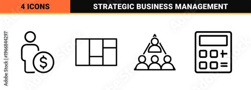 Stakeholder Management and Corporate Relationship Ultra-Minimalist Geometric Line Art Symbols for Strategic Business Communication and Planning