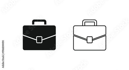 black and white briefcases with handle and buckle Vector