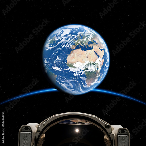 Stunning view of Earth from space, showcasing continents, oceans, and atmospheric glow, seen from a spacecraft window.