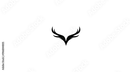 Minimalist Black Stylized Antlers or Horns Graphic on White - Abstract Modern Animal Crest Emblem Logo Element