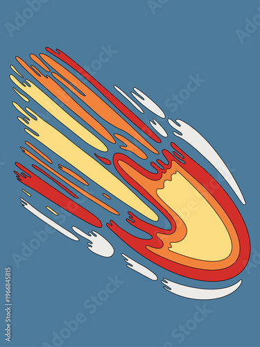 Vector Illustration of a Falling Shiny Star Against Night Sky