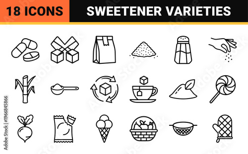 Sugar and Sweeteners Ultra-Minimalist Monoline Geometric Line Art for Food Industry and Culinary Graphic Design Utility
