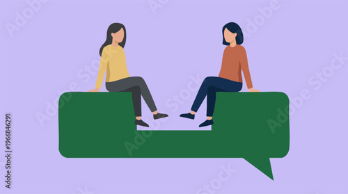 Illustration of two women on a split speech bubble representing communication issues