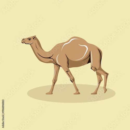 Camel Animal Brown Flat Isolated Stylized Vector