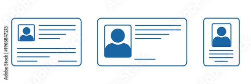 ID card identification icon vector. Personal Identification Card Icons – Vector ID Badge and Identity Document Symbol Set.