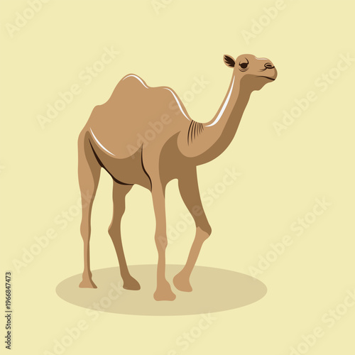 Camel Animal Brown Flat Isolated Stylized Vector