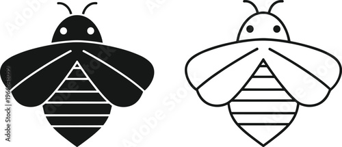 Bee icon design, insect outline graphic, honeybee symbol illustration, nature pollinator art, minimalist bug silhouette, wildlife concept image