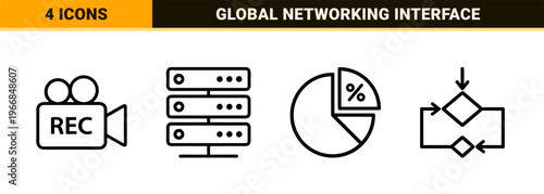 Ultra-minimalist Monoline Communication and Business Networking Line Art Set for Modern Corporate Branding and Digital Interface Design