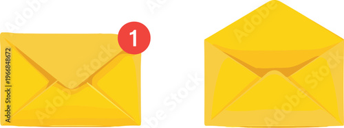 Email notification icon, message envelope symbol, digital communication graphic, inbox alert illustration, read mail design, minimalist messaging concept image