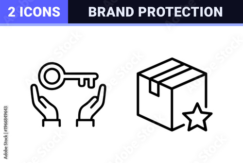 Intellectual Property and Brand Protection Ultra-Minimalist Monoline Icons for Legal Services, Trademark Registration, and Corporate Identity.
