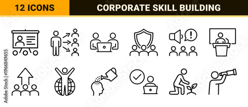 Corporate Training and Professional Mentoring Ultra-minimalist Monoline Geometric Line Art for Business Coaching and Education Management