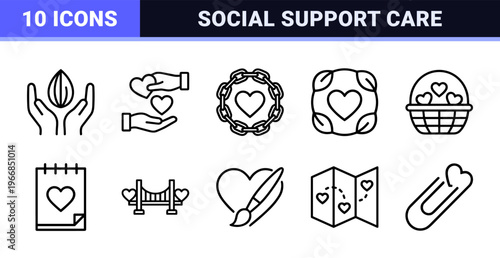 Humanitarian Aid and Social Unity Ultra-Minimalist Monoline Geometric Line Art for Charity Foundation Branding and Community Support Apps
