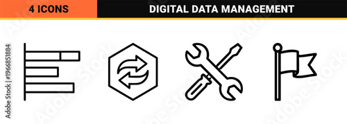Business Management and Data Analytics Geometric Line Art Featuring Ultra-Minimalist Monoline Symbols for Corporate Digital Infrastructure