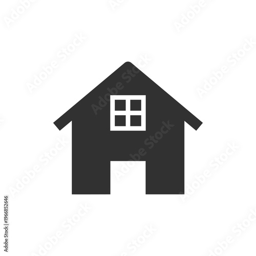House with window icon. Residential home and real estate concept. Monochrome black and white symbol
