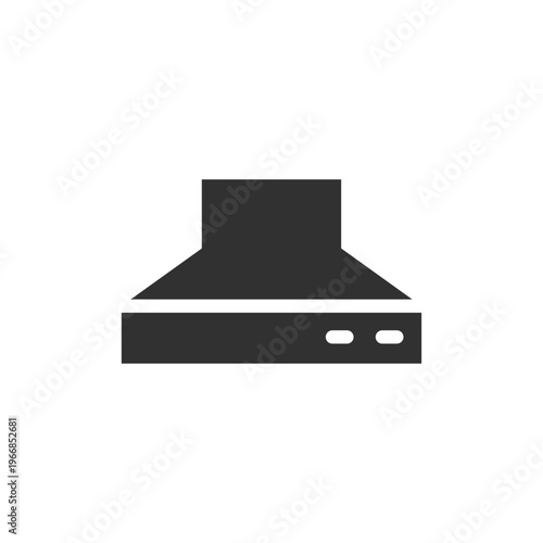 Kitchen extractor hood icon. Cooking ventilation and kitchen appliance concept. Monochrome black and white symbol