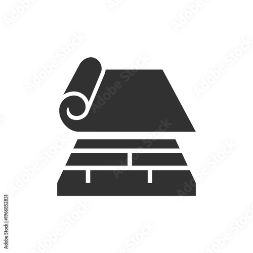 Waterproof roofing layer icon. Roof or floor waterproof membrane installation concept. Monochrome black and white symbol