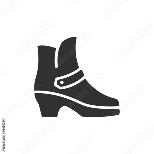 Women ankle boots icon. Fashion footwear and casual shoe style. Monochrome black and white symbol