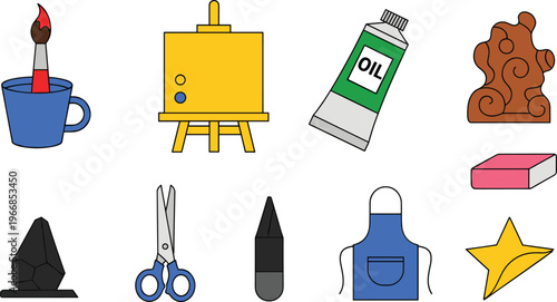 Art and Craft Tools Set with Paint, Sculpture, and Creative Supplies for Artistic Expression and DIY Projects