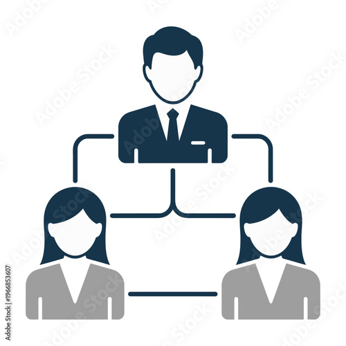 Vector showing a hierarchical structure with a man in a suit above two women