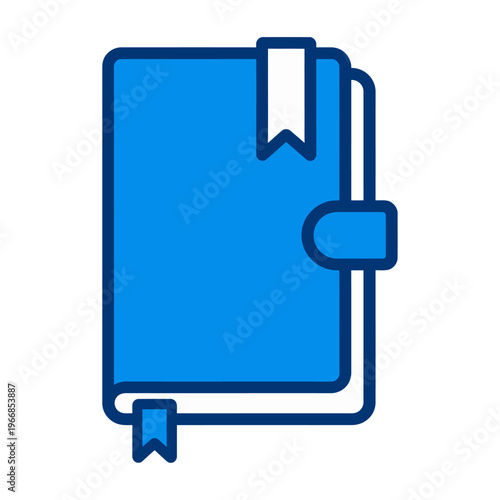 Blue vector of a closed notebook with bookmarks for organization