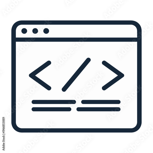 Vector of a web browser displaying coding elements on a screen.