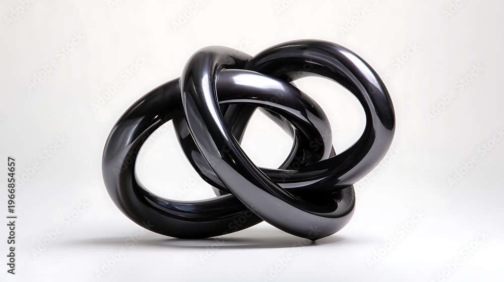 Fototapeta premium Abstract metallic knot sculpture isolated on white background