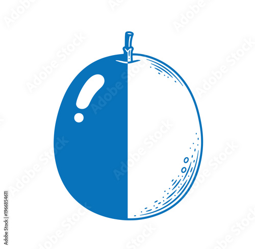 blue and white fishing float with exclamation mark  ocean buoy symbol