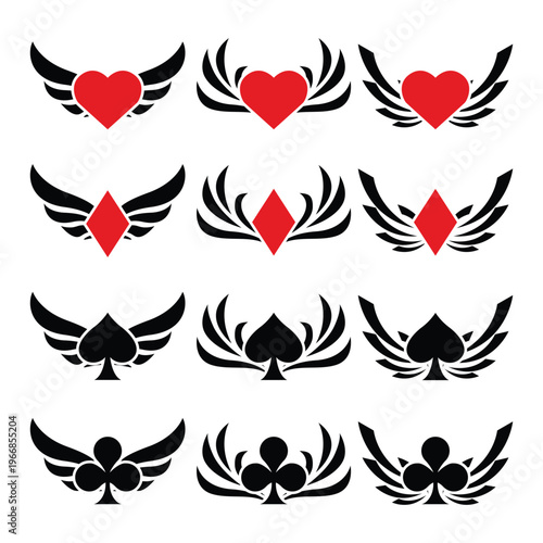 Minimalist Poker Wings Logo Vector Illustration